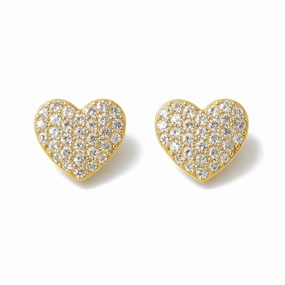 18K Gold Plated Heart Earrings with Zirconia